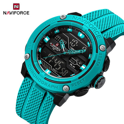 NAVIFORCE Sport Watch for Men Waterproof Dual Display Quartz Wristwatch Mens Digital Date Clock Military Stopwatch Reloj Hombre
