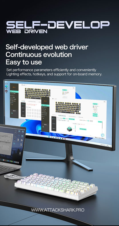 ATTACK SHARK R82 HE Magnetic Keyboard Gaming 8000Hz Rapid Trigger Wired ProGamer 75% Keyboard,0.005mm RT Accuracy,0.08ms Latency