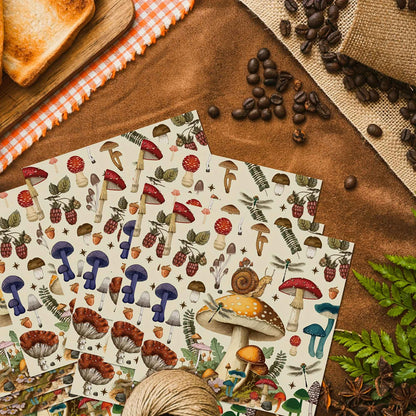 20/40 pcs Mushroom and Snail - Themed Disposable Napkins - 2 - Ply Paper, Suitable for Weddings, Birthdays and Celebrations