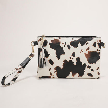 Women Handbag Clutch Leopard Print Cow Print Small Bag Purse Party Large Capacity Envelope Wristlet Bag PU Briefcase