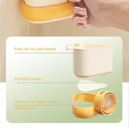 Nova cesta de drenagem com ventosa para pia, cesta de filtro para lavar frutas, escorredor triangular de pia de cozinha para resíduos de alimentos?