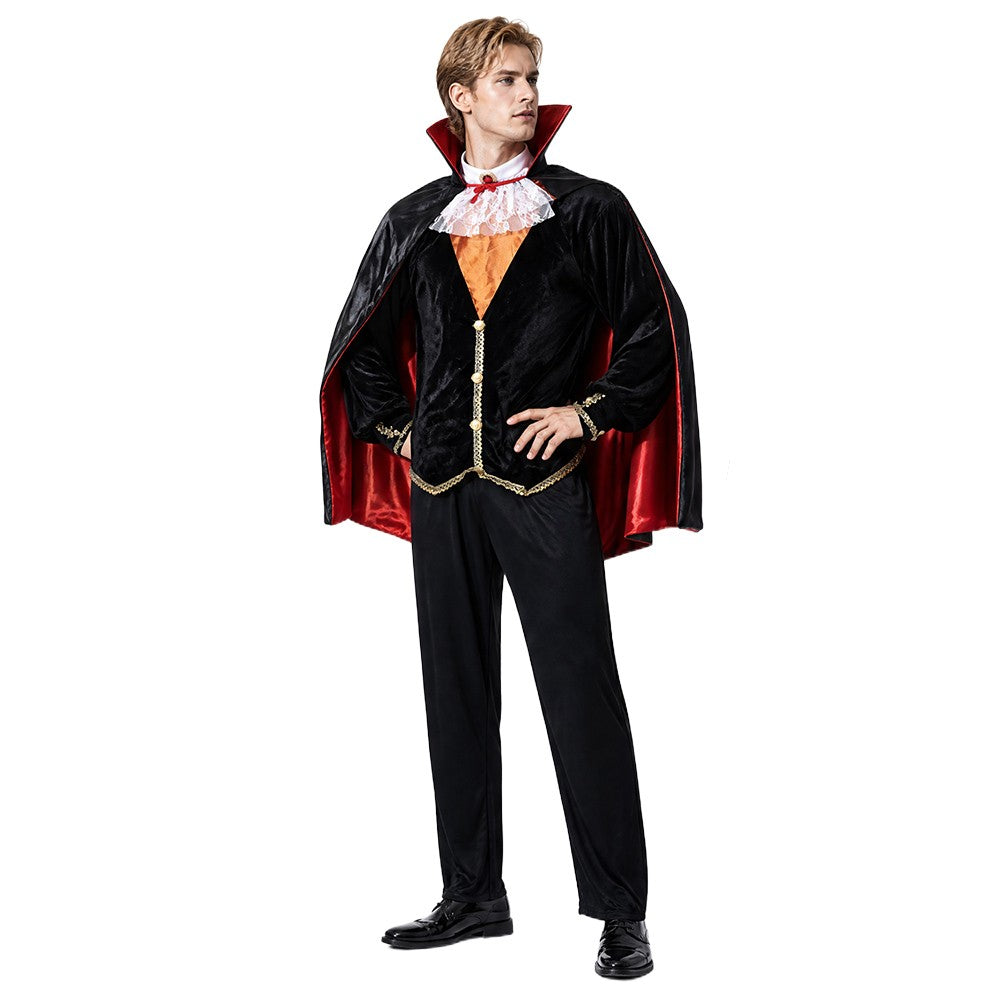 Adult Gothic Vampire Costume Set, Vampire Witch Role-Playing Outfit with Cape for Halloween Family Parties and Costumes