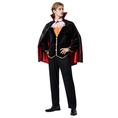 Adult Gothic Vampire Costume Set, Vampire Witch Role-Playing Outfit with Cape for Halloween Family Parties and Costumes
