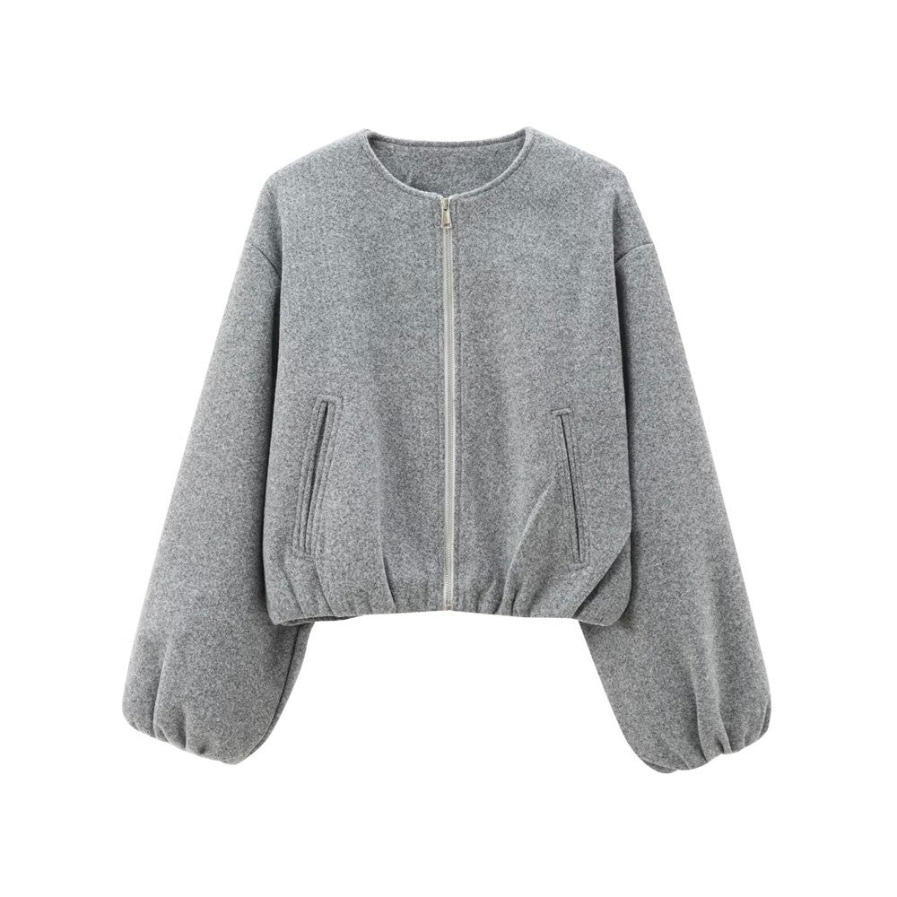 Oversized Soft Bomber Jacket for Women, Long Sleeve Coat, Front Zipper, Female Outerwear, Chic Tops, Fashion