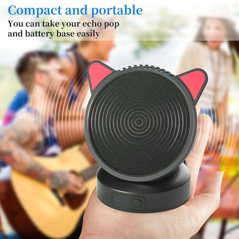Base de Bateria Echo Pop Carregador Portátil Docking Station com Orelhas de Gato Fofas Capa Protetora de Silicone Suporte de Bateria para Echo Pop