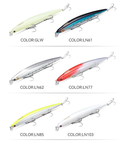 Kingdom Long Casting Fishing Lure 14.5g 19g 29g Floating Slow Sinking Minnow Wobbler Artificial Hard Bait Jerkbaits Seabass Pike
