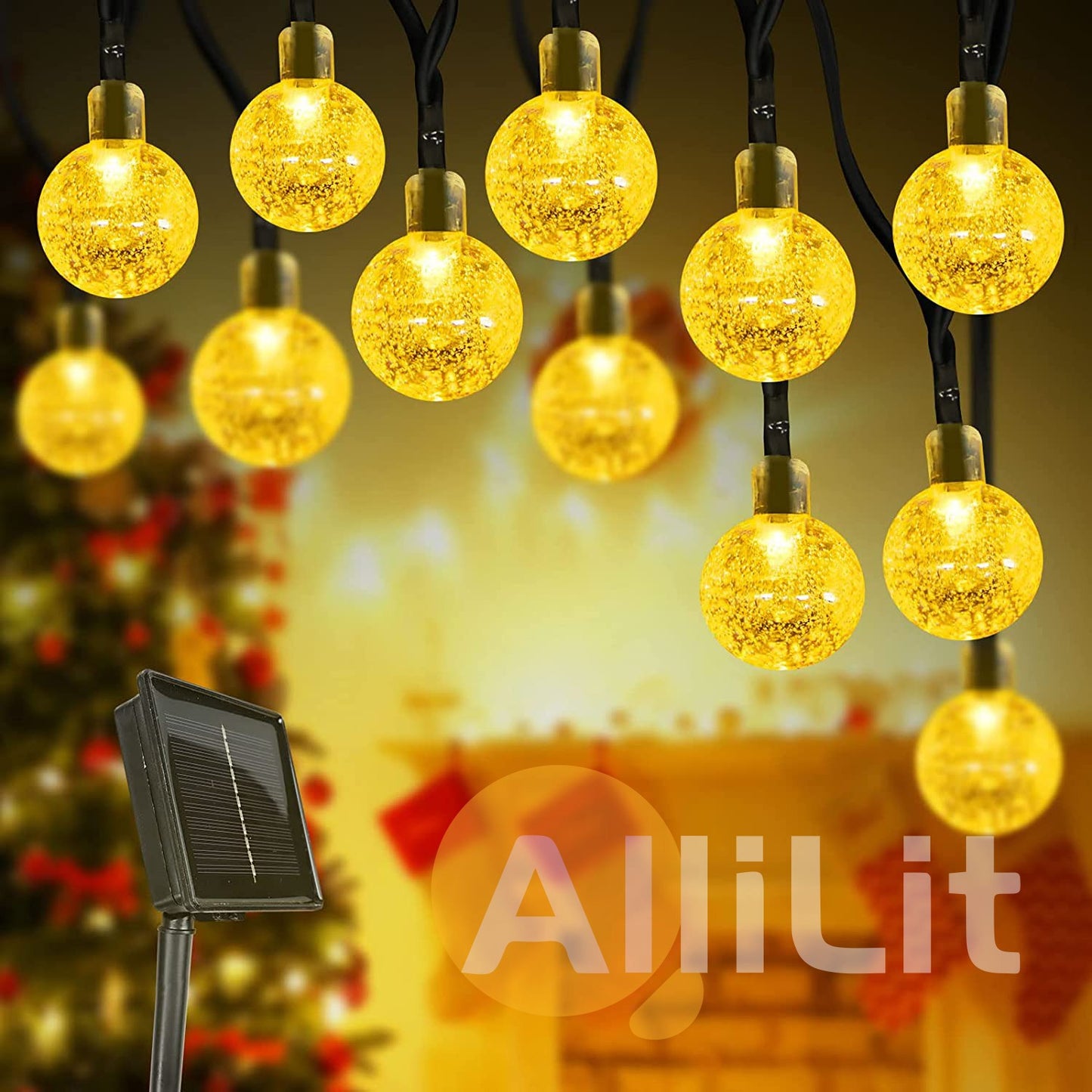 Solar String Lights Outdoor 200 LED Crystal Globe Lights Waterproof Solar Festoon Fairy Light for Garden Christmas Party Decor
