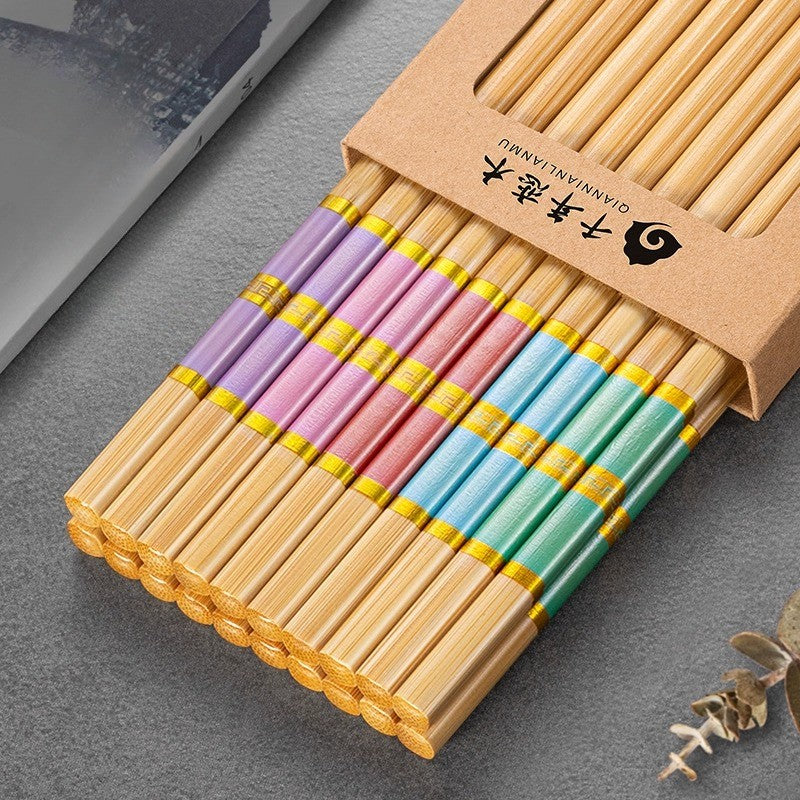 Conjunto de Hashis de Bambu Natural, Utensílios de Mesa Domésticos de Alta Qualidade, Sem Tinta e Sem Cera