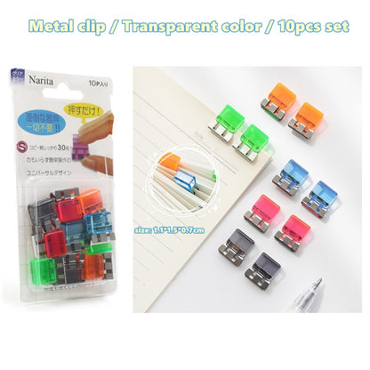 10/20pcs Mini Paper Clips Set Candy Color Transparent Metal Bookmark for File Index Page Holder Clamp Memo Office School F709