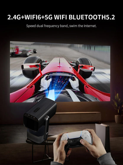 Projetor Salange 4K K2 Smart Android 11 Bateria Embutida Alto-falante Bluetooth WIFI Foco Automático Correção Trapezoidal Estilo Livre para Filmes ao Ar Livre