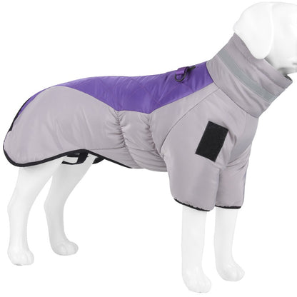Casaco Quente para Cães Grandes Jaqueta Refletiva de Inverno para Cães Puffer com Arnês Embutido Colete Impermeável para Animais de Estimação Macacão de Neve