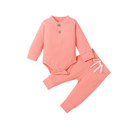 Ma&Baby 0-24M Newborn Infant Knit Baby Boy Girl Clothes Set Long Sleeve Button Romper Pants Outfits Autumn Spring Baby Clothing