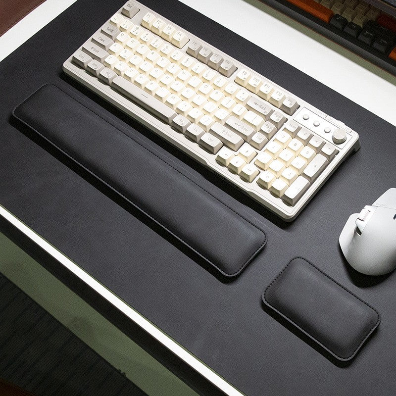 Mouse Pad de Mesa PU à Prova d'Água Grande Mousepad para Notebook Tapete de Mesa Antiderrapante Tapetes para Teclado Tapete de Mouse, protetor de pulso para mouse três peças
