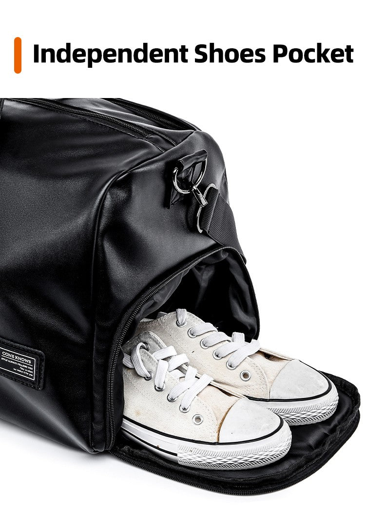 Large Capacity Travel Bag PU Travel Handbag Men Carry On Luggage Duffle Bags Soft Casual Black Big Weekend Bags Travelling Tote