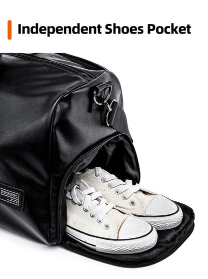 Large Capacity Travel Bag PU Travel Handbag Men Carry On Luggage Duffle Bags Soft Casual Black Big Weekend Bags Travelling Tote