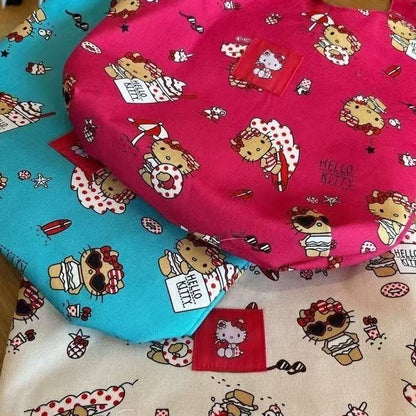 Hawaii Vacation Beach Cat Storage Bag Kawaii Japanese Charm Cat Storage Bag Shopping Bag Portable Decorative Birthday Gift