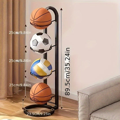 1PC Black Metal Sports Ball Organizer - for Balls, Multi-functional Storage Rack, Perfect Holiday Gift shelves