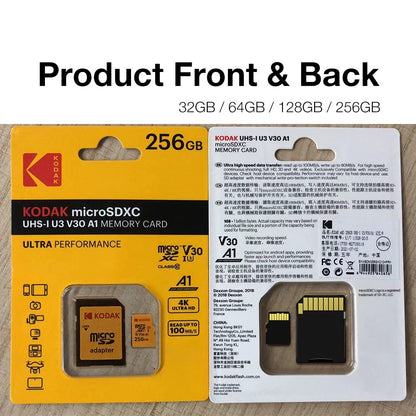 Original Cartão Micro SD Kodak 64GB Classe 10 Cartão de Memória de Alta Velocidade 32GB Atacado Cartão U3 Smartphone Tablet Câmera GoPro