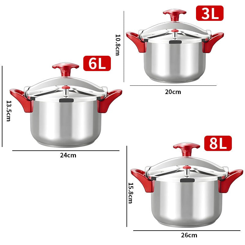 3L/6L/8L Cooking Pressure Cooker Large Capacity Stainless Steel Pressure Cooker Explosion-Proof Cookware for Gas Induction Stove