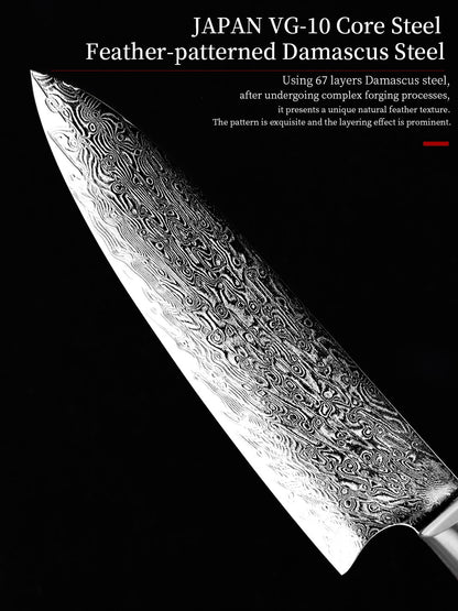 Faca de Chef Aço Damasco 67 Camadas Lâmina VG10 Cabo de Madeira Cutelo para Carne Legumes Faca de Cozinha Japonesa Nakiri Messer