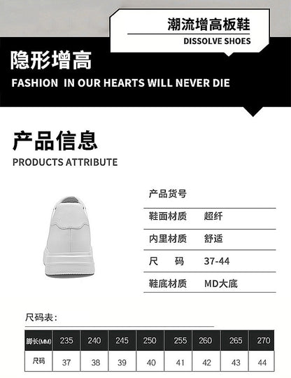 Sneakers Man Elevator Shoes White Black Taller Shoes Men Leisure Fashion Sports Increasing Shoes Increase in Height 6-10Cm
