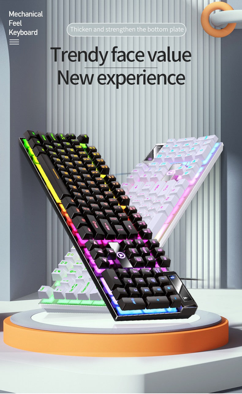 Teclado YINDIAO Gamer com Fio para Laptop Desktops PC Acessórios de Escritório Teclados Gamer de Perfil Baixo com Teclado Numérico