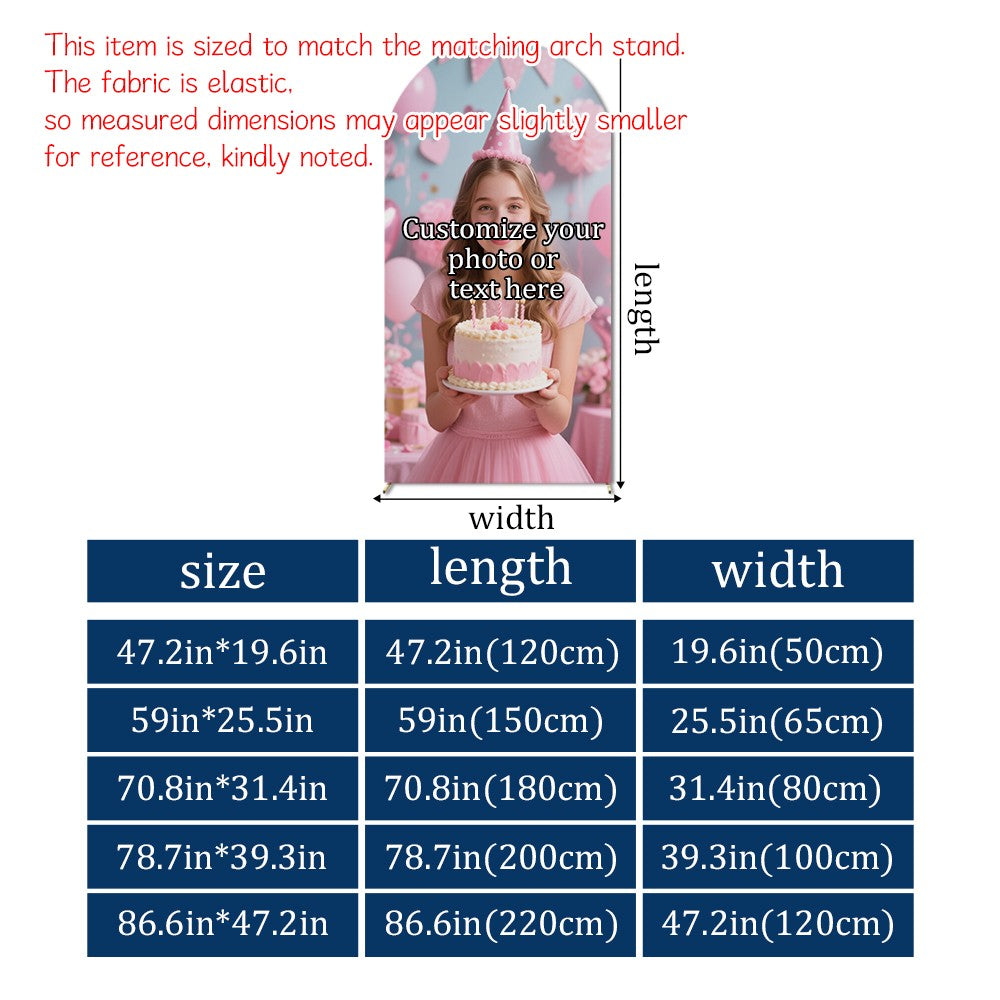 Customizable Arched Background Cloth Cover, Can Upload Your Favorite Pictures, Can Be Used for Birthdays, Weddings, and More