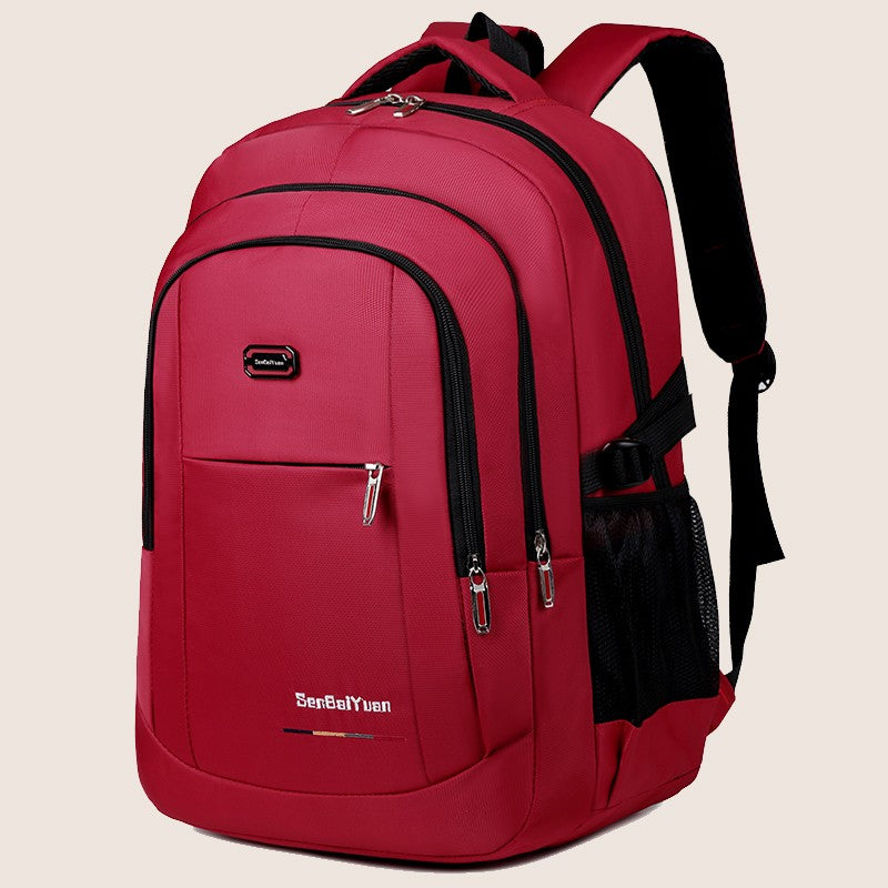 Spacious carry on backpack - adjustable shoulder straps, durable zipper closure, solid color design - perfect for travel, busine