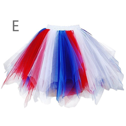 Princess Midi Fairy Tulle Skirt Pleated Dance Tutu Skirts Womens Lolita Petticoat Jupe Tulle Femme Party Puffy Skirts Adult