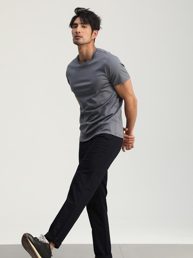 SuyaDream Mens Solid Tee Cotton Silk Blend Plain O neck Short Sleeved Cozy T Shirts 2025 Summer Simple Chic Top White Black