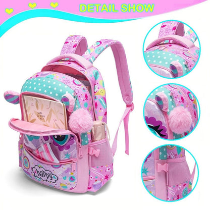 Mochila com Design de Animais Fofos para Crianças Mochila Escolar com Lancheira Grande Capacidade Leve para Estudantes Presente Perfeito