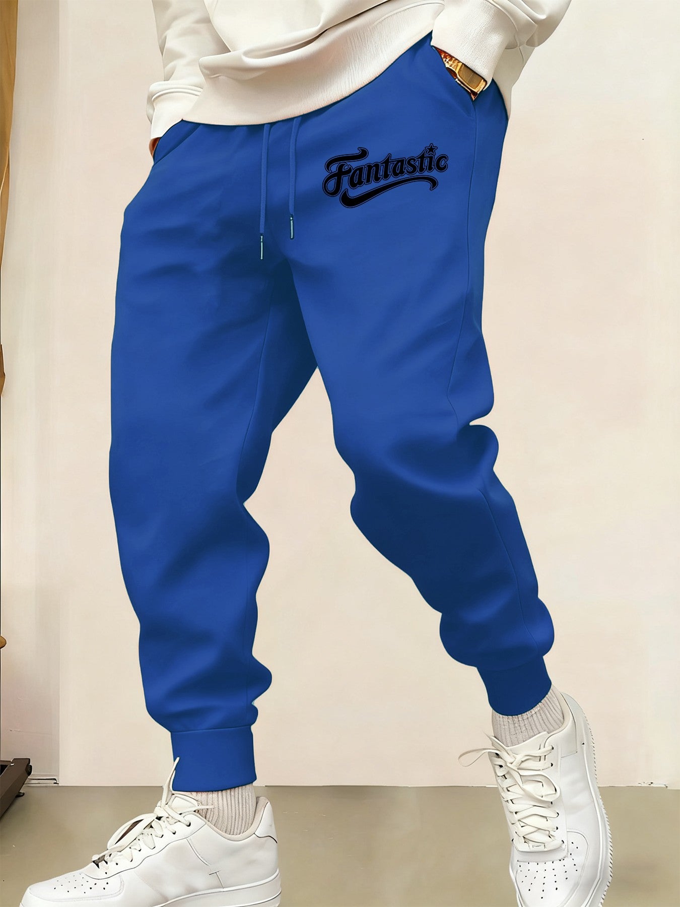 Calça de Moletom Masculina Estampada Fantástica Quente Confortável Y2K Calça de Moletom de Cintura Elástica Versátil Calças da Moda
