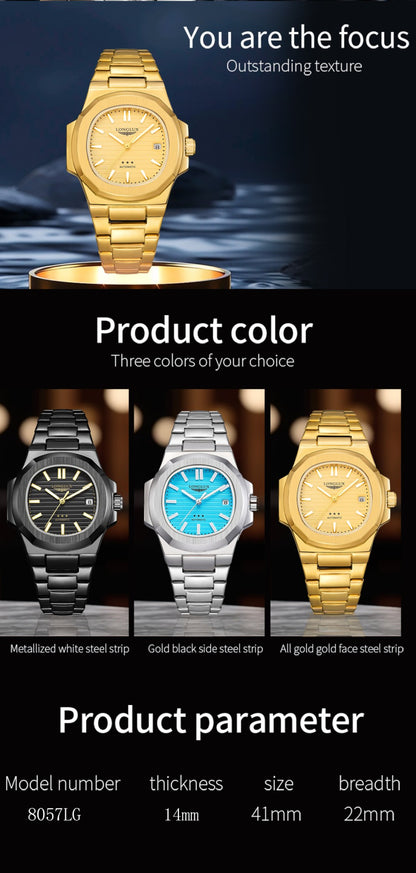 Men automatic watch business date mechanical watches waterproof stainless steel luminous luxury mens watch boyfriend gift