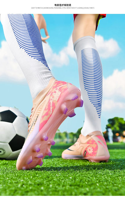 New Men's Soccer Shoes High-Top Soccer Cleats Outdoor Breathable Athletic Professional Spikes Youth Boys Football Shoes Unisex