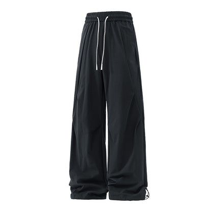 Calça Masculina de Pesca ao Ar Livre Sensação de Alta Qualidade Americana Pregueada Suspensa Casual Solta Longa Outono Calça Perna Larga Calça Reta