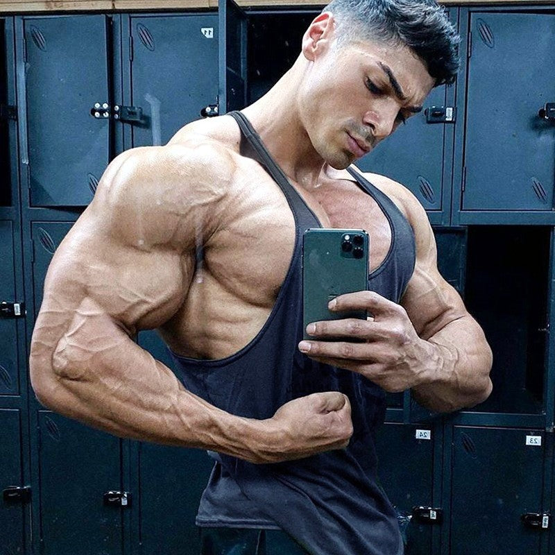 Mens Bodybuilding Fitness Tank Top, Premium Combed Cotton Singlets Sleeveless Shirt for Gym & Weightlifting