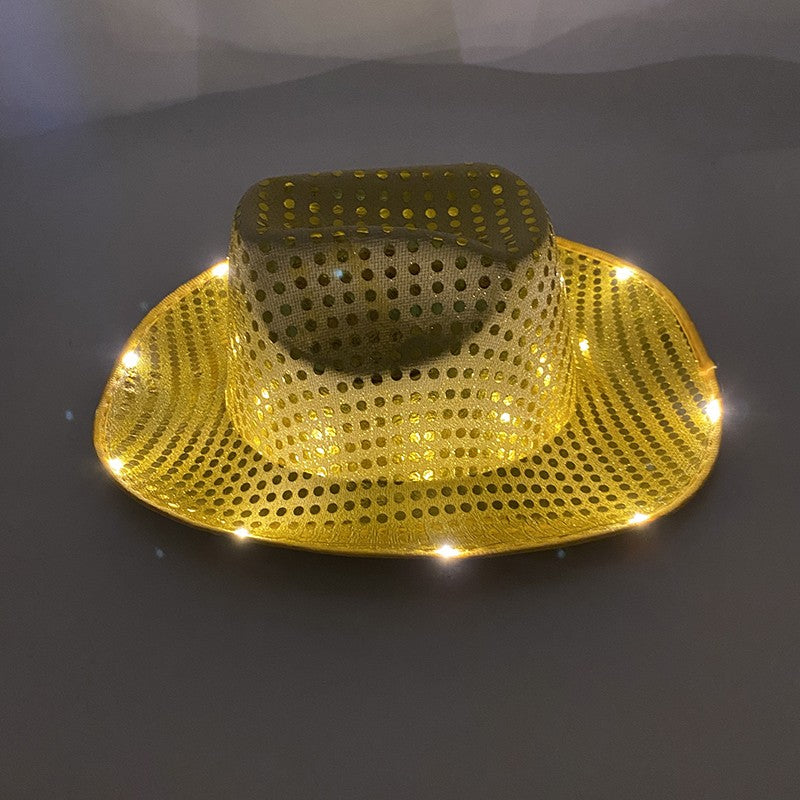 Chapéu de Cowboy LED Sem Fio, Chapéu de Cowboy Luminoso, Chapéu de Cowgirl Rosa para Discoteca, Noivas, Acessórios para Shows, Boates e Festas a Fantasia