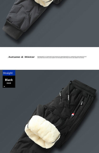 Men's Cargo Trousers Man Pants Plus Sweatpants Large Size Winter Warm Fleece Outer Y2k Alo Black Wear Thickened Baggy