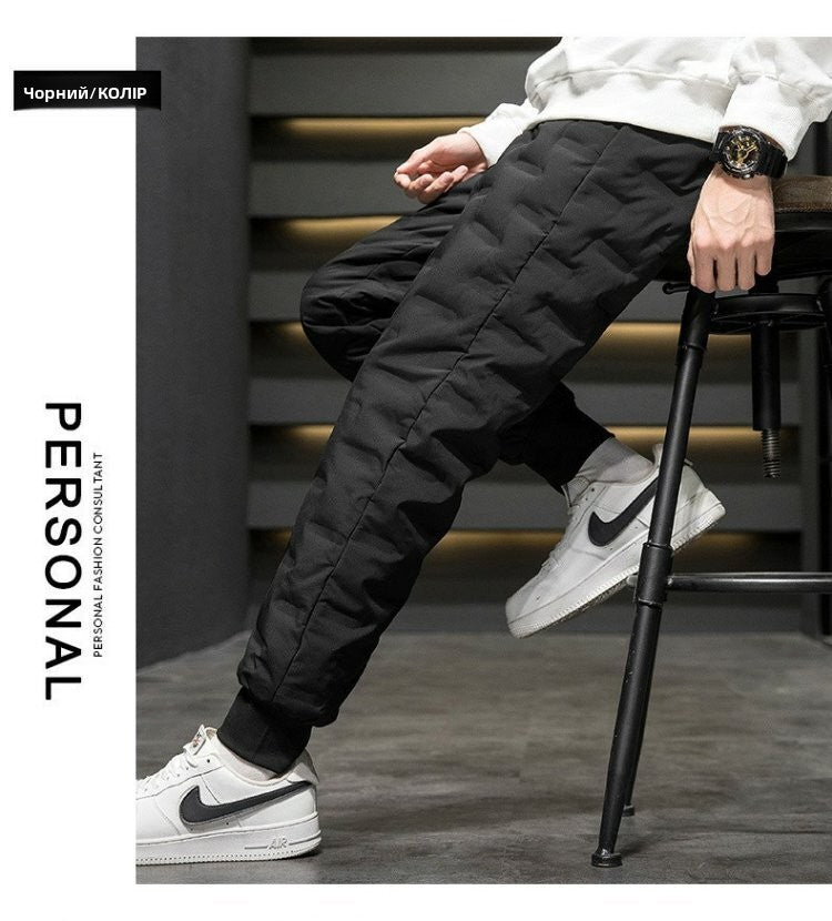 Calças Masculinas de Algodão com Penugem Corta-Vento Impermeáveis Quentes Esportivas de Inverno Soltas para Neve Longas Jovens Casuais Modernas ...