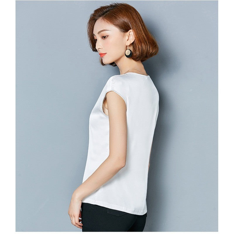 Sexy Silk vest women sleeveless top summer Solid color blouse shirt plus size S-4XL