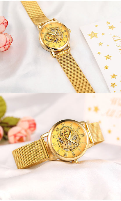 Forsining 099L Girl Bracelet Mechanical Watch With Manual Hand Wind Mechanical Wristwatch Mesh strap Female Watch Reloj Mujer