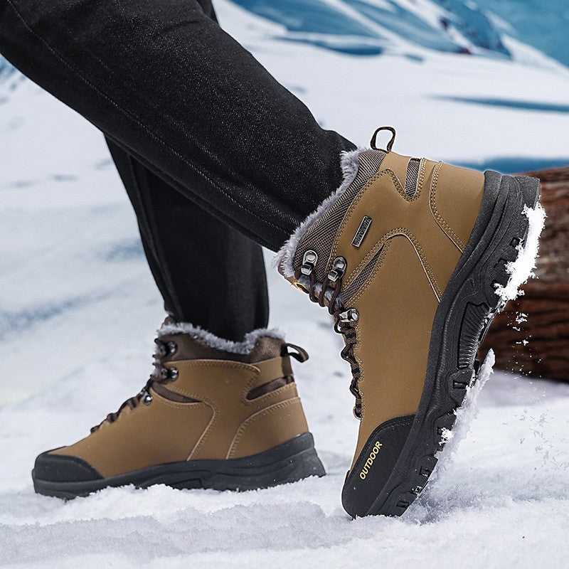 New Men Winter Snow Boots For Waterproof Leather Sneakers Super Warm Men's Boots Outdoor Male Hiking Boots Work Shoes Big Size
