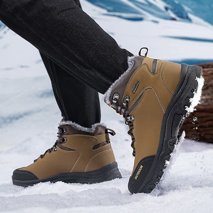 New Men Winter Snow Boots For Waterproof Leather Sneakers Super Warm Men's Boots Outdoor Male Hiking Boots Work Shoes Big Size