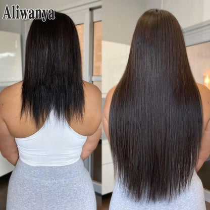 Apliques de Cabelo Sintético Liso com Fita Adesiva 10 Peças Extensão de Cabelo Natural 24 polegadas para Mulheres Invisível Dupla Face Estilo Livre