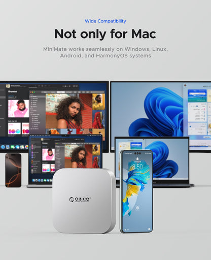 ORICO MiniMate Estação de Acoplamento de Mesa para MacMini 4 com Expansão de Armazenamento SSD Externo de 40Gbps com Armazenamento SSD de 512GB 1TB 2TB 3TB 4TB 8TB