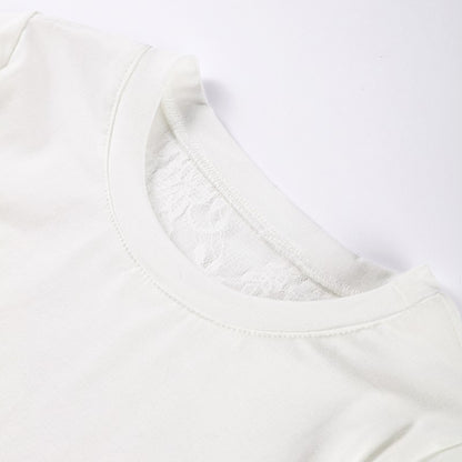 Women Crop Top Sheer Lace Bodysuit Short-Sleeve Layered 2025 Fashion Summer Sexy Outfit Trendy Party Chic Edgy Hot Lady Vestido