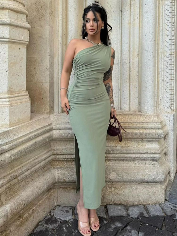 Summer Black New Dress Women Fashion Sexy Split Sleeveless Backless Slim Maxi Dr