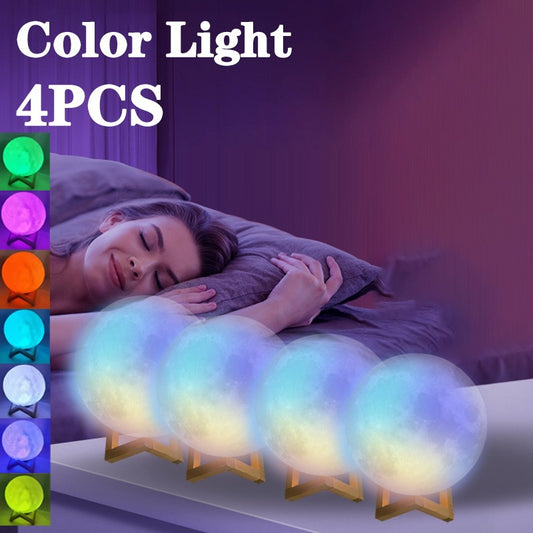 Newest 1/2/4PCS Moon Lamp LED Night Light Battery Powered with Stand Starry Lamp Bedroom Decor Night Lights Kids Gift Moon Lamp