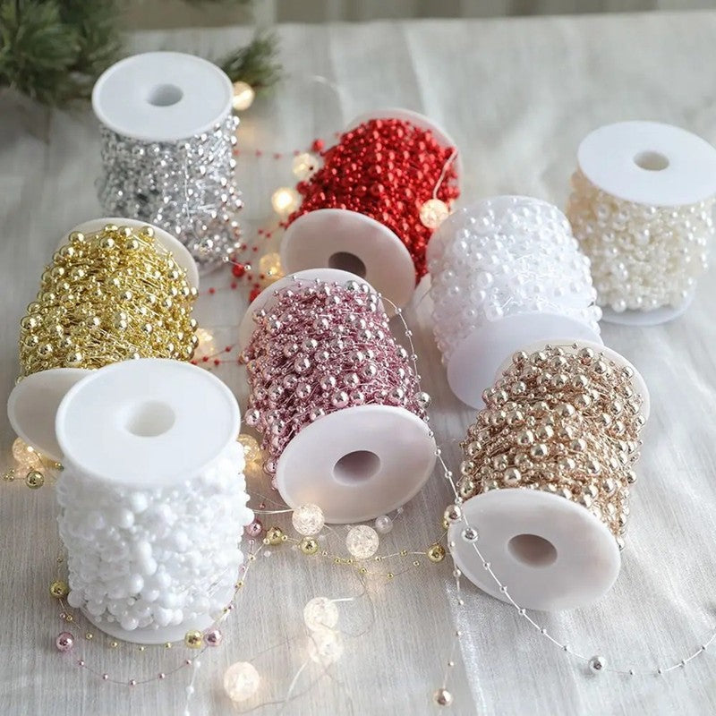 10M/Roll Pearl Chain Merry Christmas Decoration Christmas Tree Pendant for Home Decor Party Supplies New Year 2026 Gift Ornament