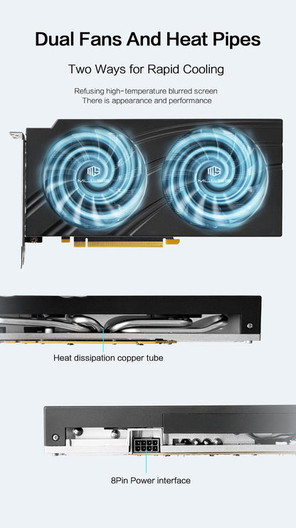 Placa de Vídeo MLLSE RTX 3060 12GB GDDR6 192Bit PCI Express 4.0 ×16 8Pin GPU NVIDIA Placa de Vídeo para Jogos Rtx 3060